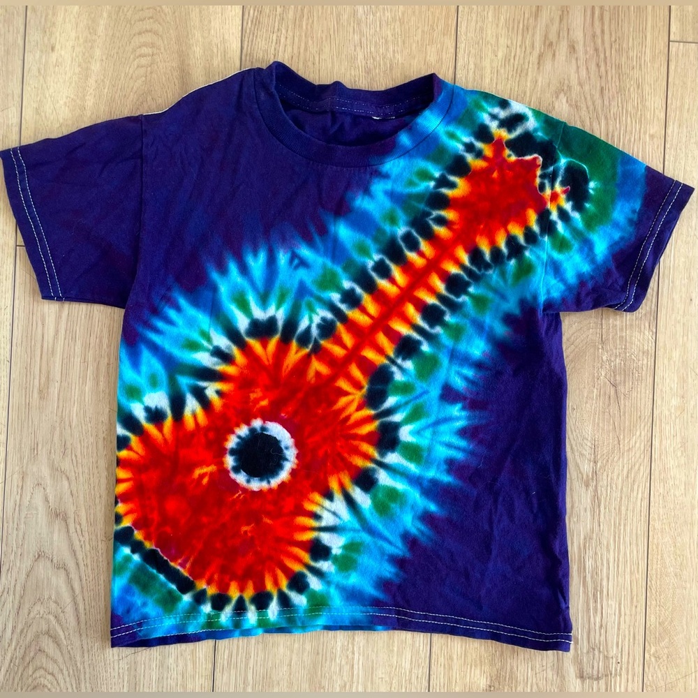 KIDS Summer Fun Retro Guitar tie-dye T-shirt Size 5/6